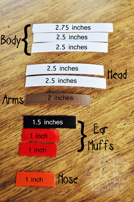 Ribbon Snowman Hair Clip tutorial