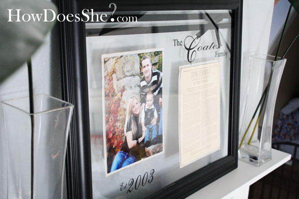 Float frame craft with vinyl lettering from HowDoesShe?