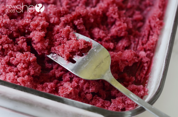 Caramelized Peach Melba with Raspberry Granita