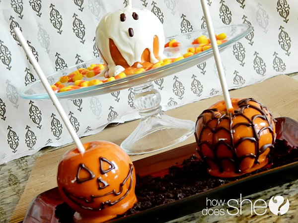 Candy corn caramel apples