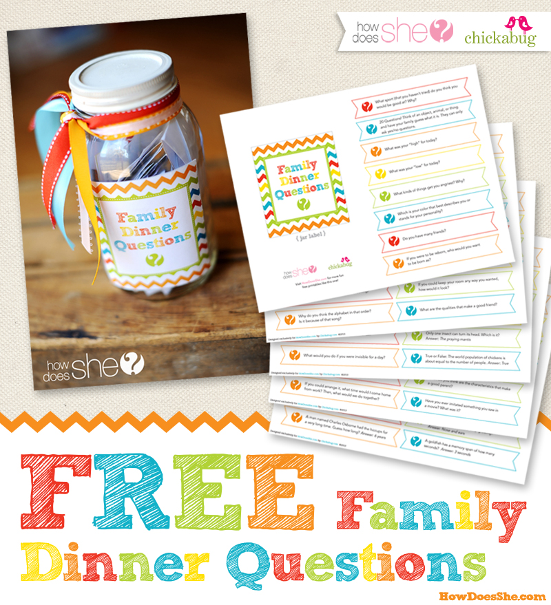 Free printable family dinner questions from HowDoesShe