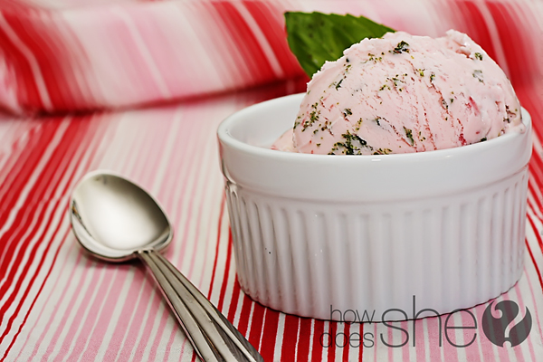 strawberry and basil ice cream