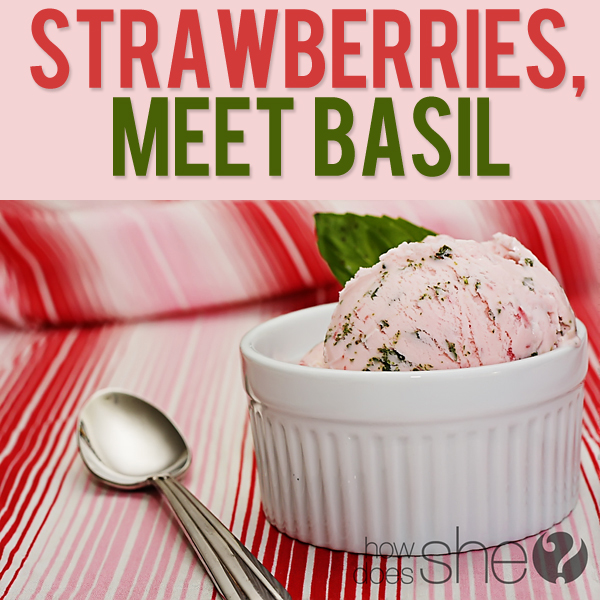strawberry and basil ice cream