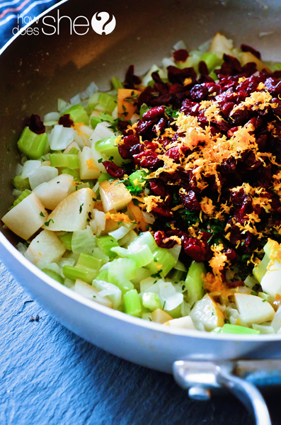 Thanksgiving stuffing into bread pudding