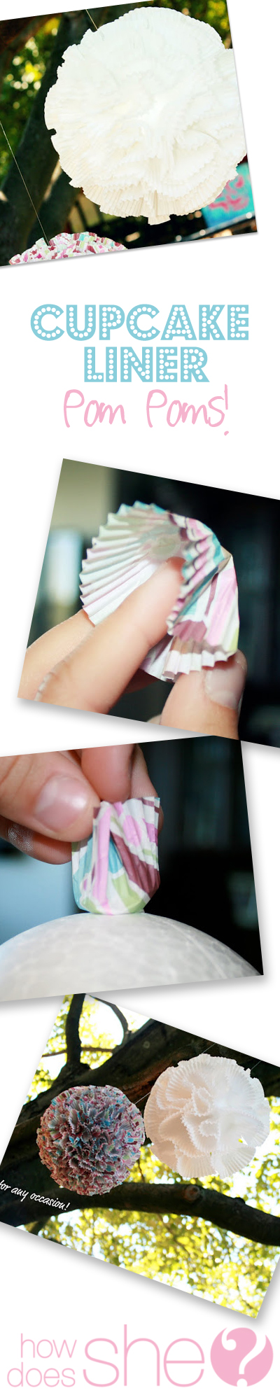 cupcake liner pom pom tutorial