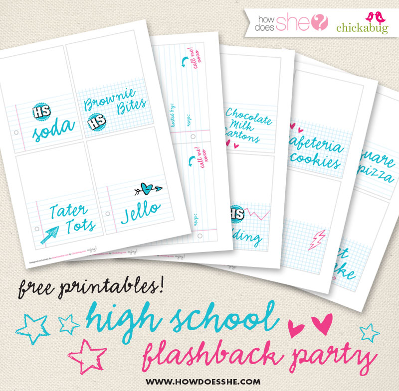 FREE printables for a high school flashback party - HowDoesShe.com