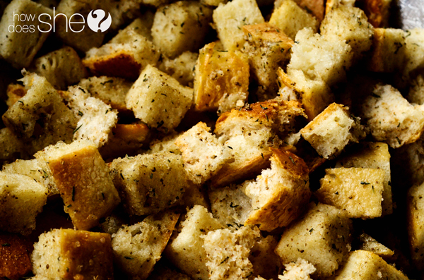Thanksgiving stuffing into bread pudding