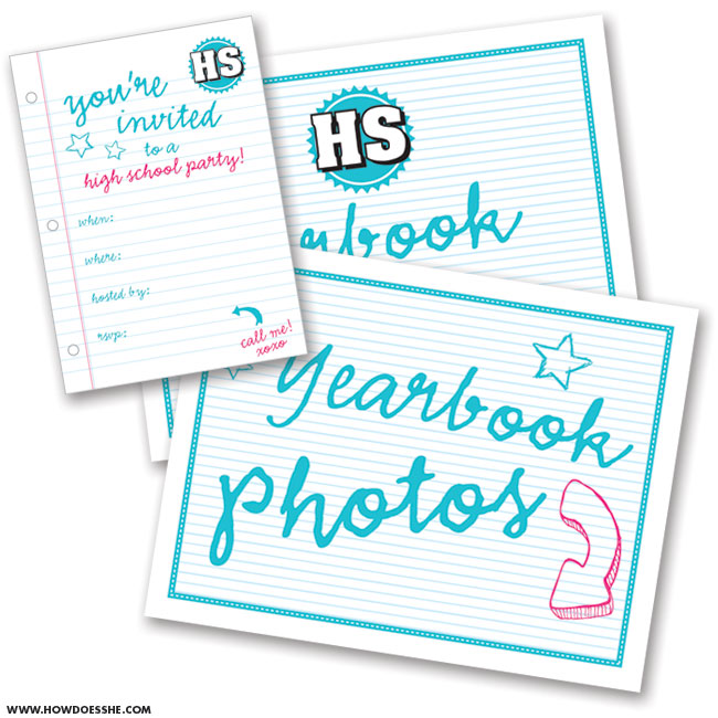 FREE printables for a high school flashback party - HowDoesShe.com