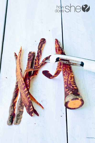 Prosciutto with Cardamom Scented Peas and Purple Carrots