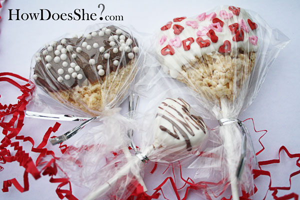 rice krispy valentine suckers