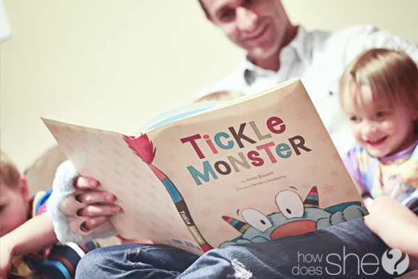 tickle monster book and hands